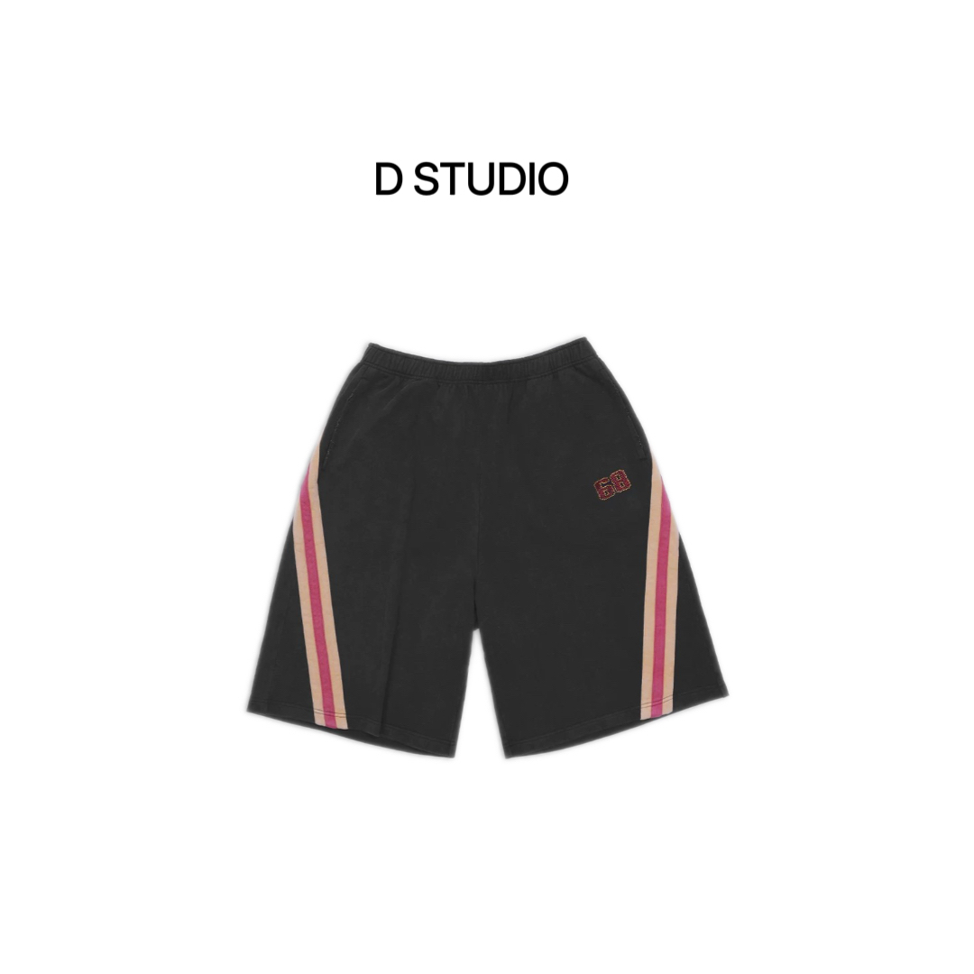 D STUDIO 黑灰水洗休闲五分裤 D2655