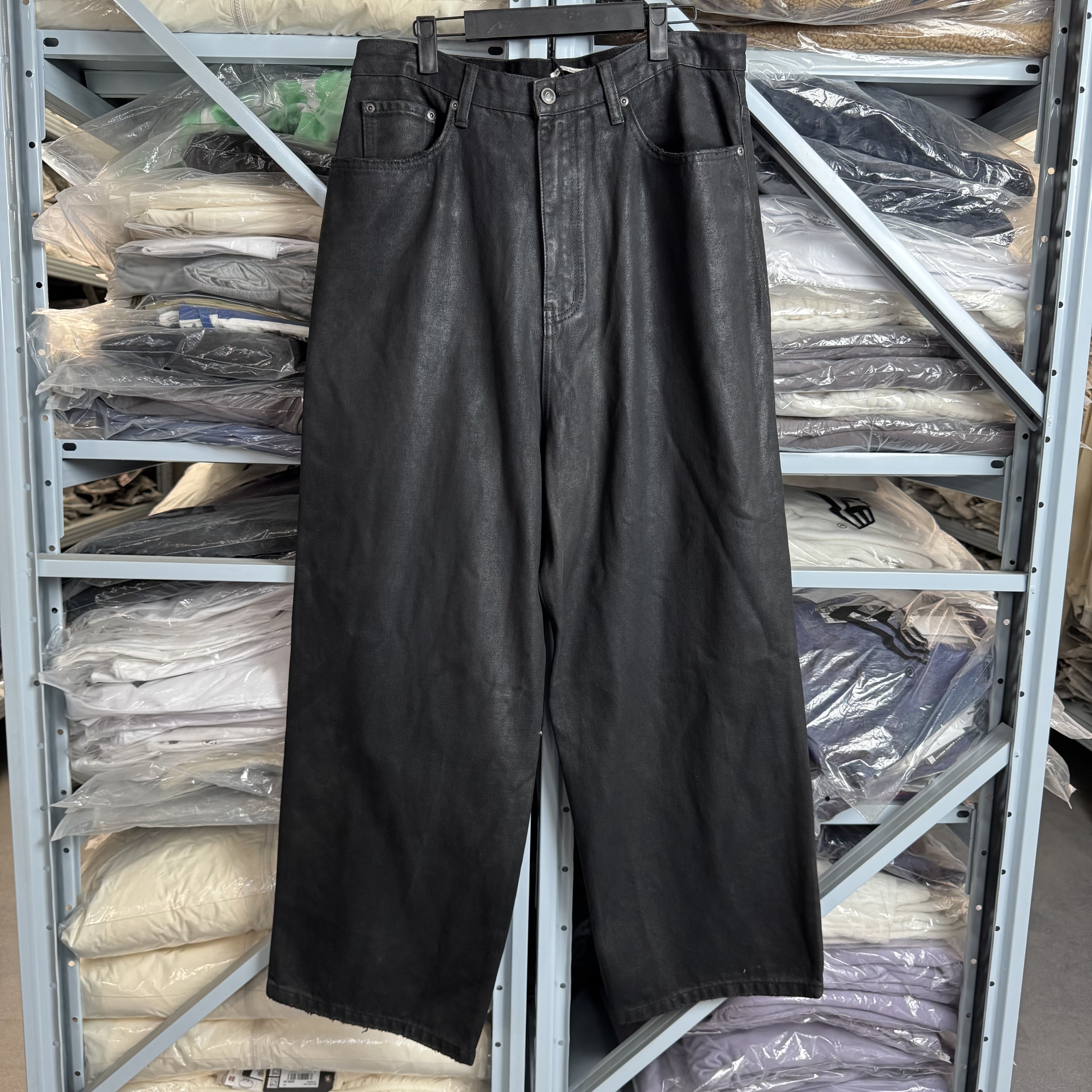 BLSpu透明蜡阔腿牛仔(水洗产品)B+X2103黑色