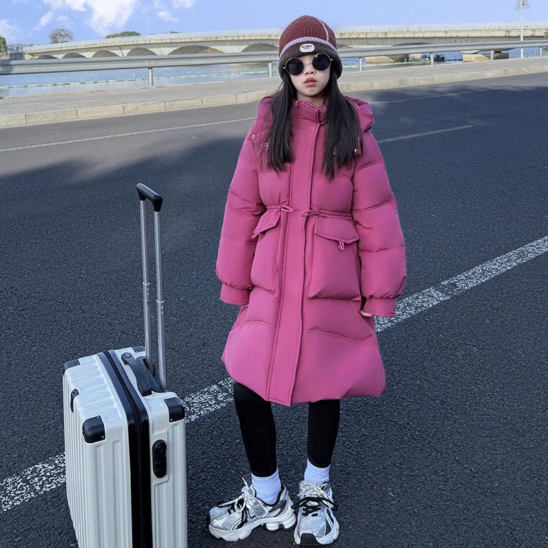 女童羽绒服冬季2024新款儿童装洋气白鸭绒外套女孩中长款韩版冬装