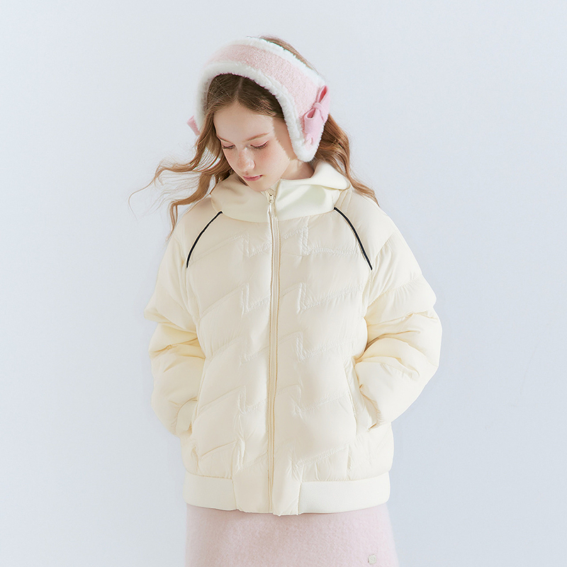 DEESHA/笛莎女童25冬款女孩中大童时尚连帽直充绒轻加厚薄羽绒服