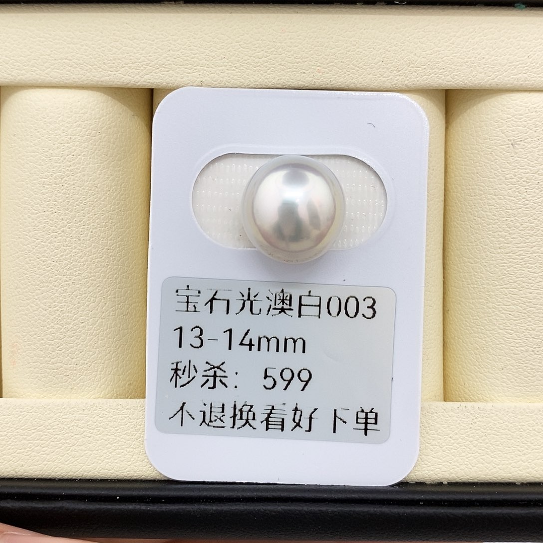 耳饰未镶嵌海水珍珠13-14mm宝石光澳白（无鉴赏）