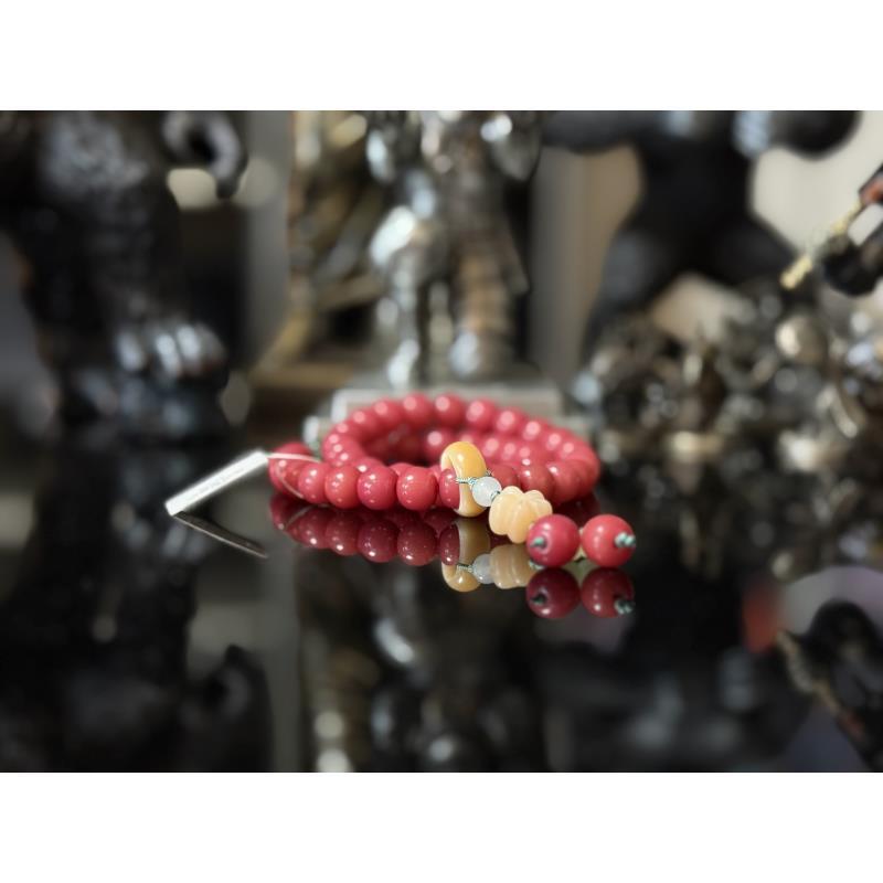 K-231桃花粉双圈手串（无礼盒）0397