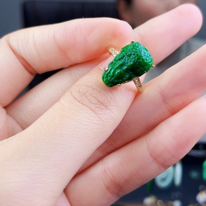 翡翠戒指银S925镶嵌饰品
