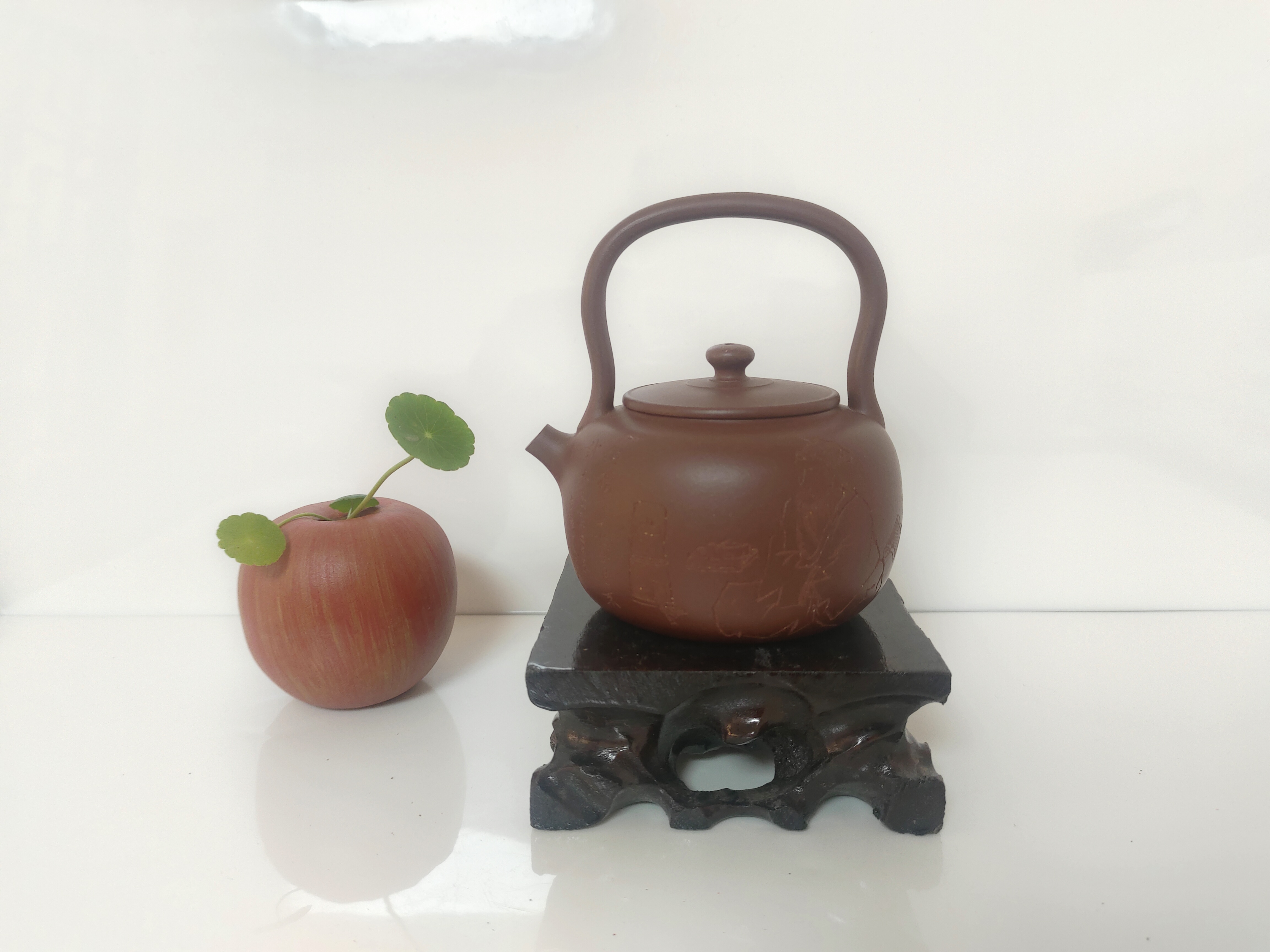 宜兴黄龙山原矿家藏底槽清半手工精品紫砂壶-圆珠提梁300cc