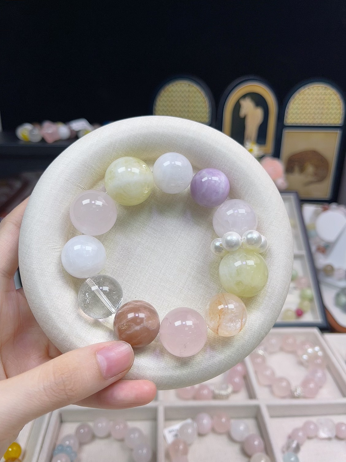 拍两件，拍一件默认发一半珠子【幻色浇花曲】【白水晶+柠檬晶】一朵珠