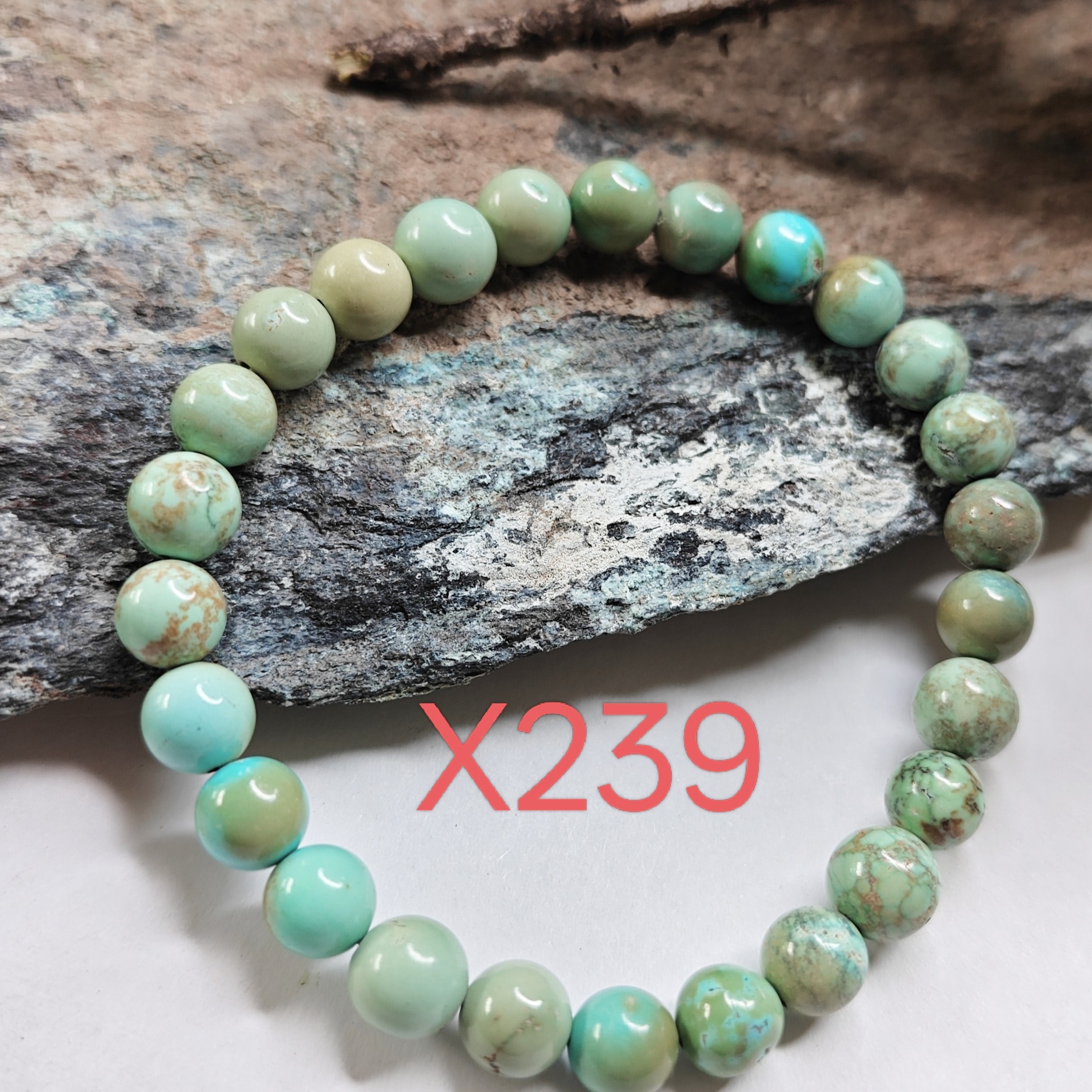 X239绿松石天然原矿无优化菜籽黄手串