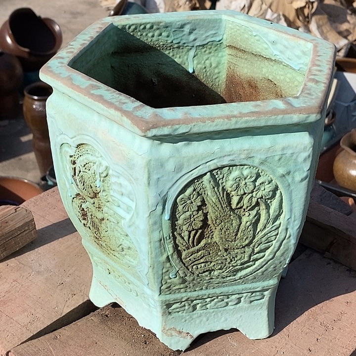 紫砂花盆口22.5高度21.5瑕疵孤