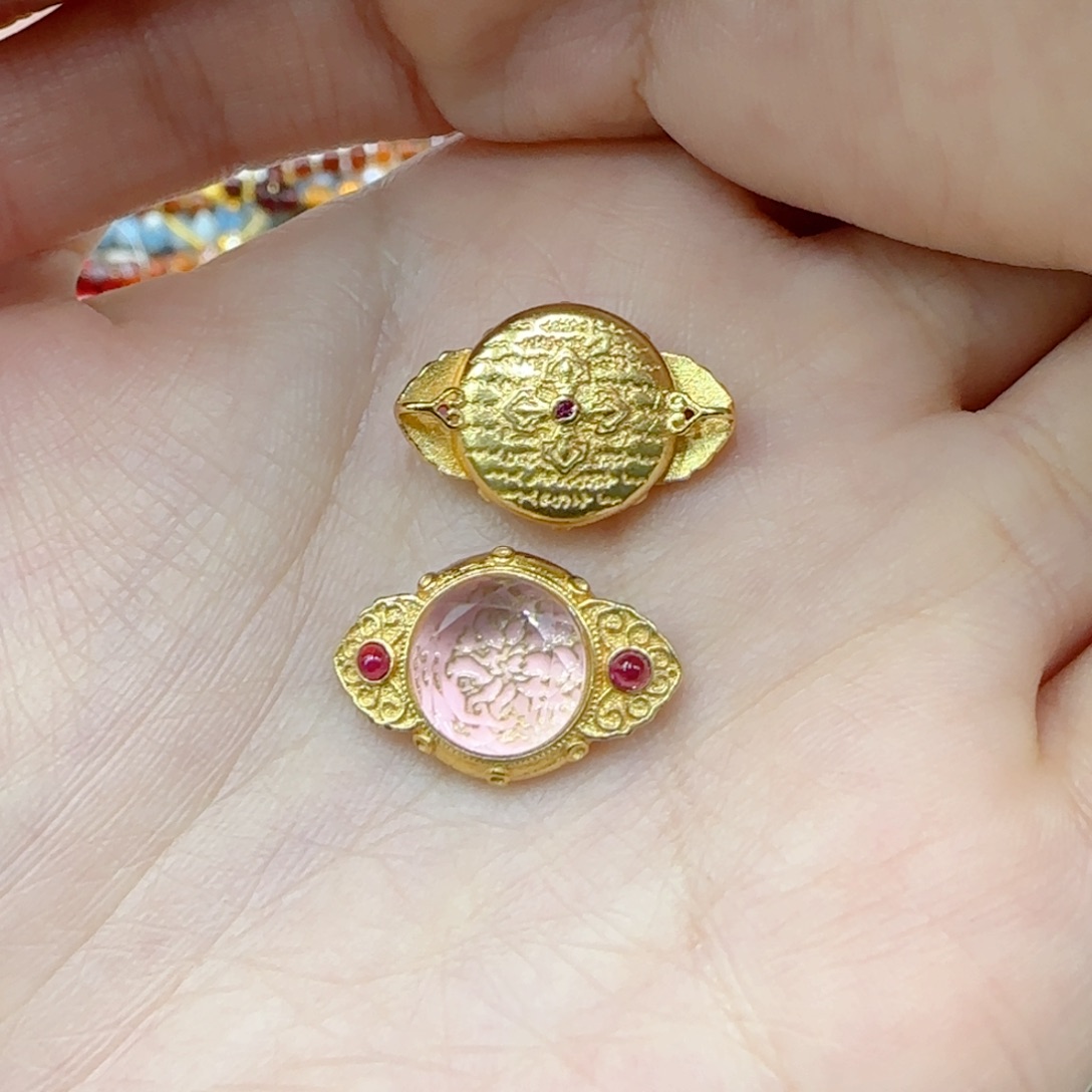 玛瑙/玉髓未镶嵌珠宝半成品双耳配件2颗