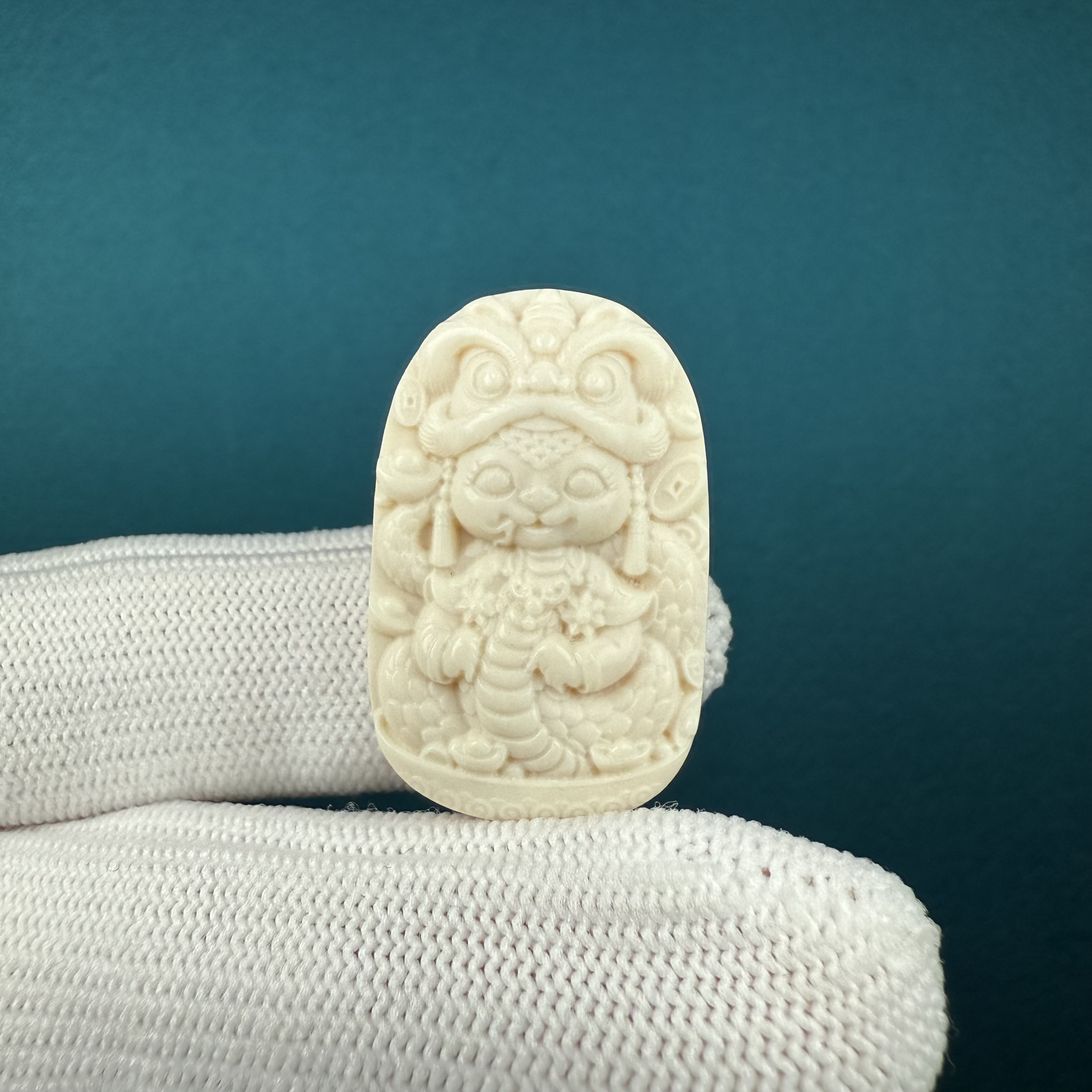 H40-72天然猛犸牙 雕刻牌18*29*9mm支持鉴定假一罚十