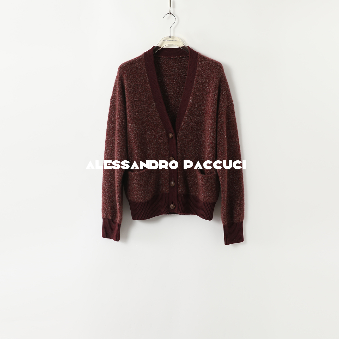 AP洛哥43070SK【奢雅集合】蚕丝V领双色长袖百搭针织开衫2024秋