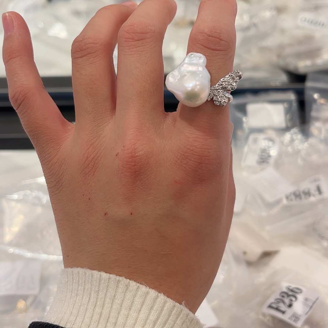 淡水珍珠戒指合金