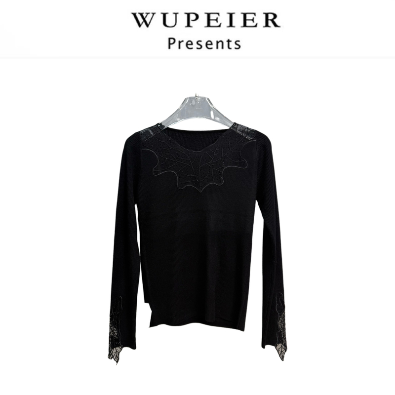 【WUPEIER】修身长袖镂空针织衫时尚保暖显瘦性感修身打底 2510