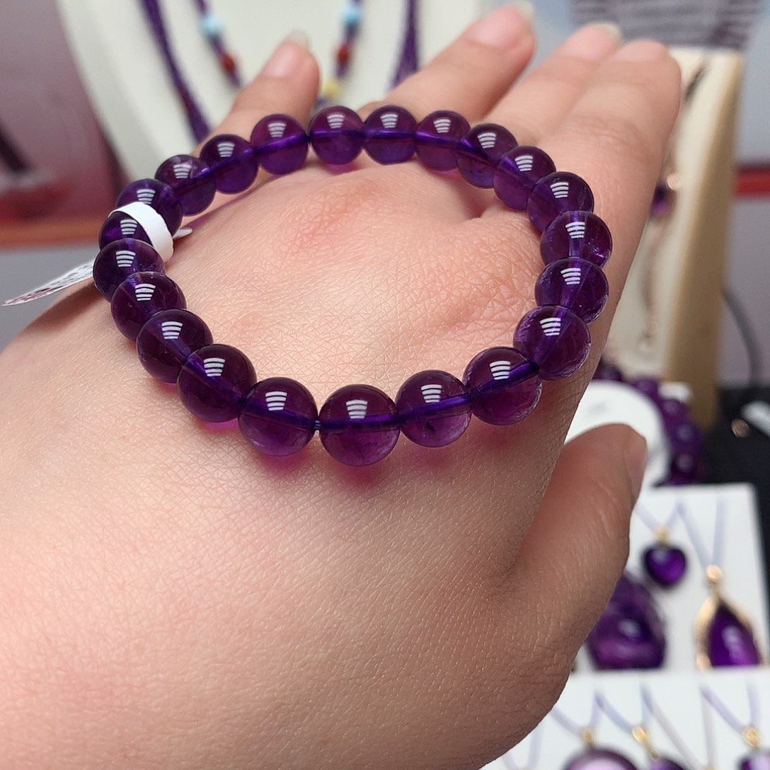 紫晶乌拉圭手串8m m未镶嵌