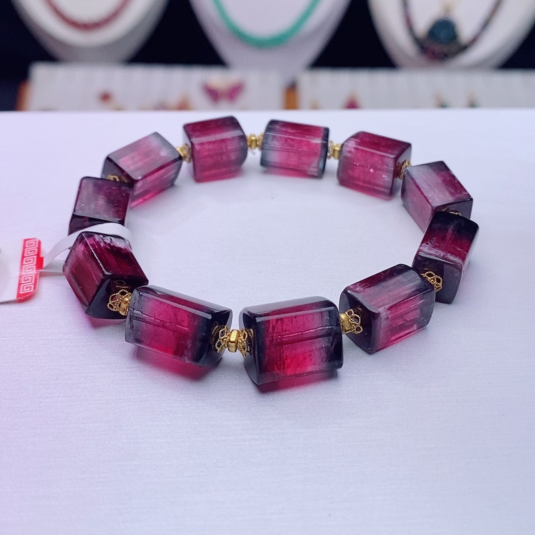 碧玺手链18K金镶嵌碧玺手链