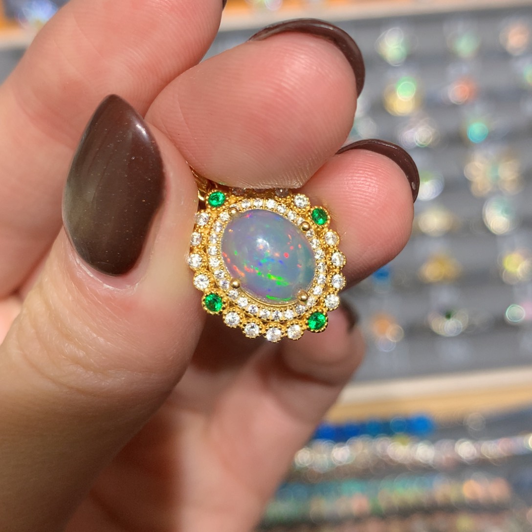 银S925镶嵌欧泊吊坠t