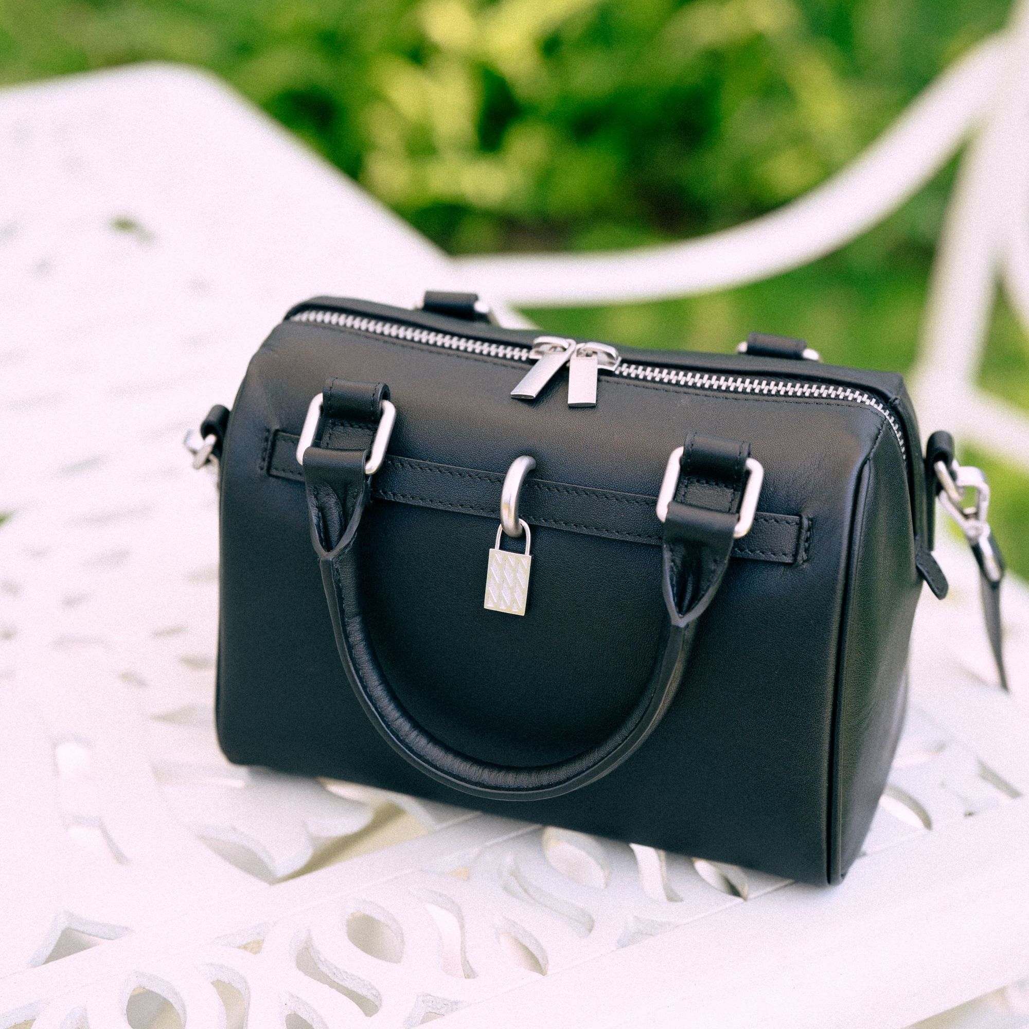 WHYNOTNOW头层牛皮Noir波士顿斜背设计感多功能手提包（不含挂饰）