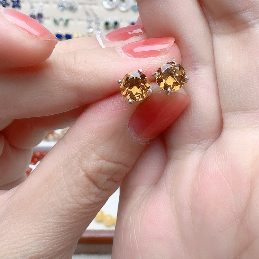 水晶耳饰银S925镶嵌耳钉711