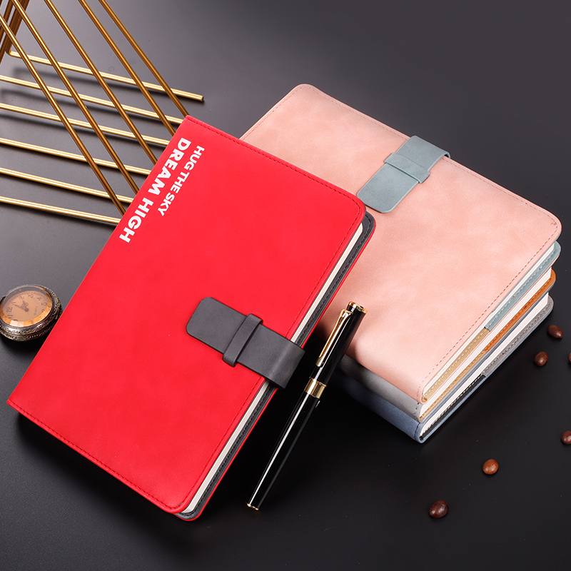 创意商务扣带双包插芯本笔记本加厚皮面办公记事本