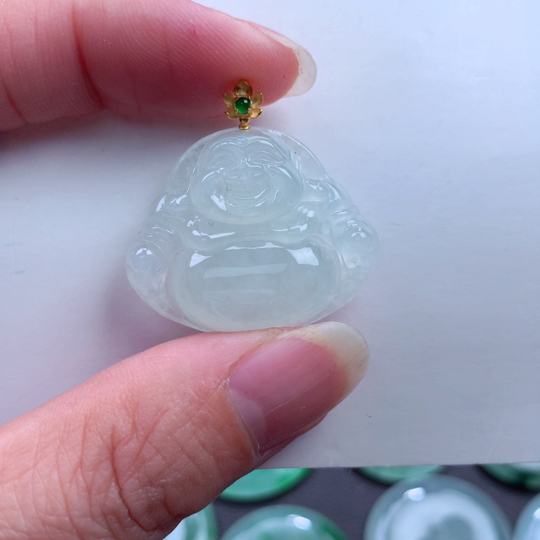 翡翠吊坠(不含链)18K金镶嵌