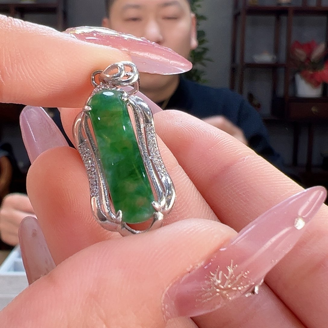 翡翠颈饰银S925镶嵌吊坠3