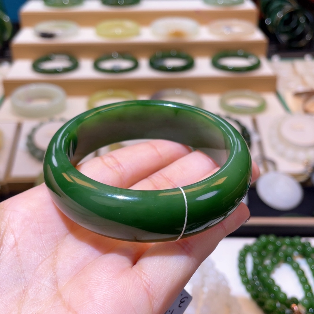 和田玉收藏级碧玉手镯57 分单付款未镶嵌小*