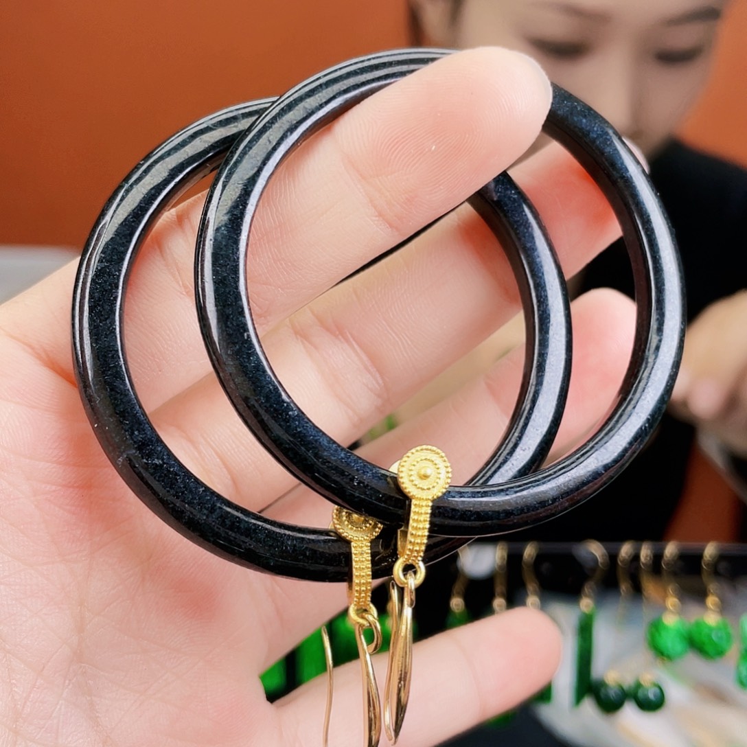 翡翠未镶嵌耳饰饰品