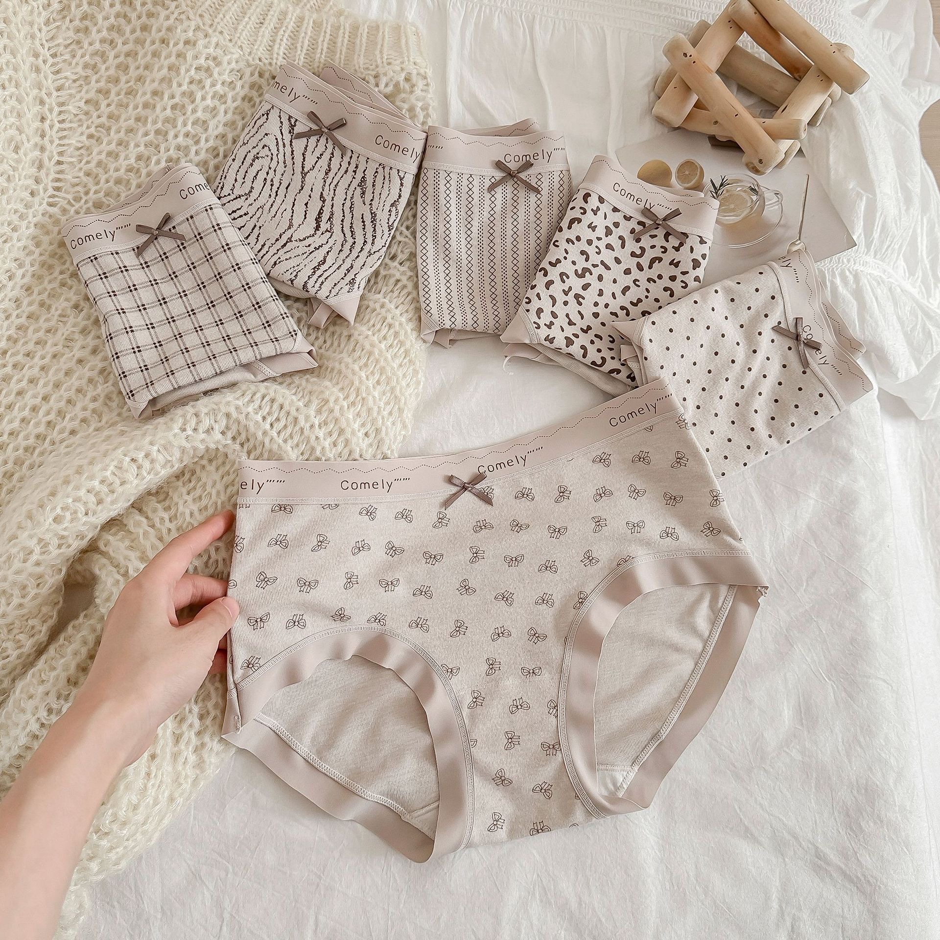 90-180斤3条装高级限定豹纹内裤女磨毛中腰柔软亲肤底裤6755