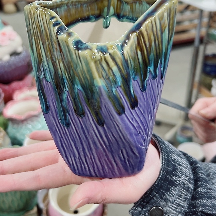 有孔.凑满10元发货多肉陶瓷花盆！