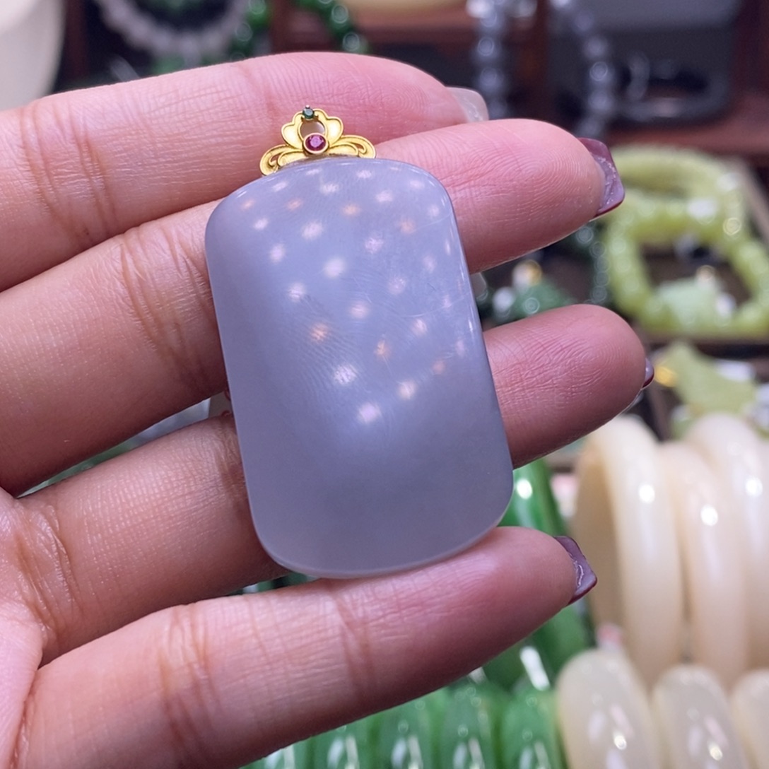 和田玉清货价冰烟紫金镶无事牌未镶嵌