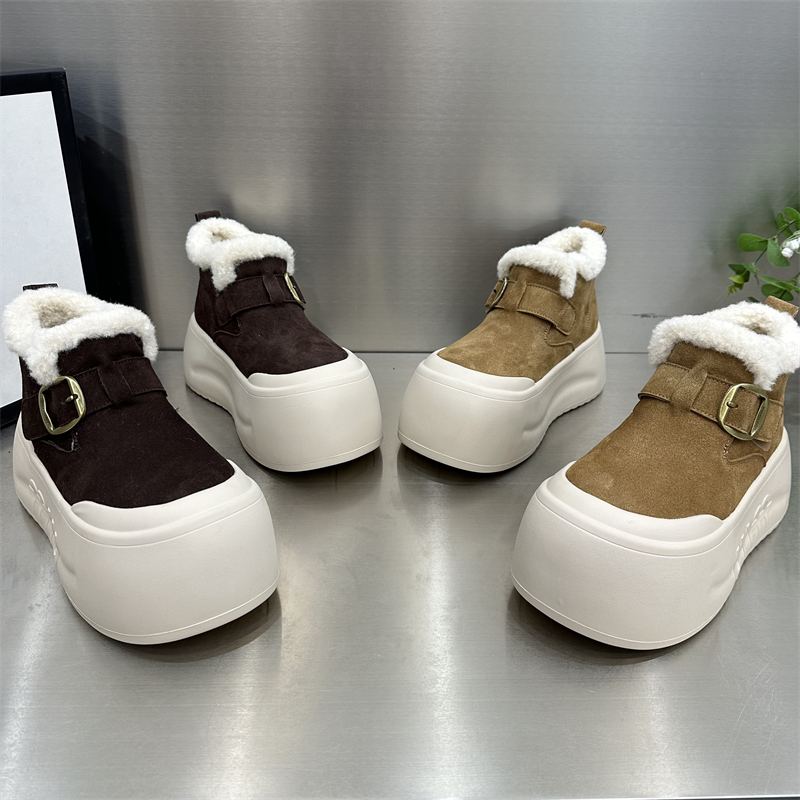 女款时尚休闲百搭高帮厚底加绒加厚保暖秋冬冬季新款高定潮流潮鞋