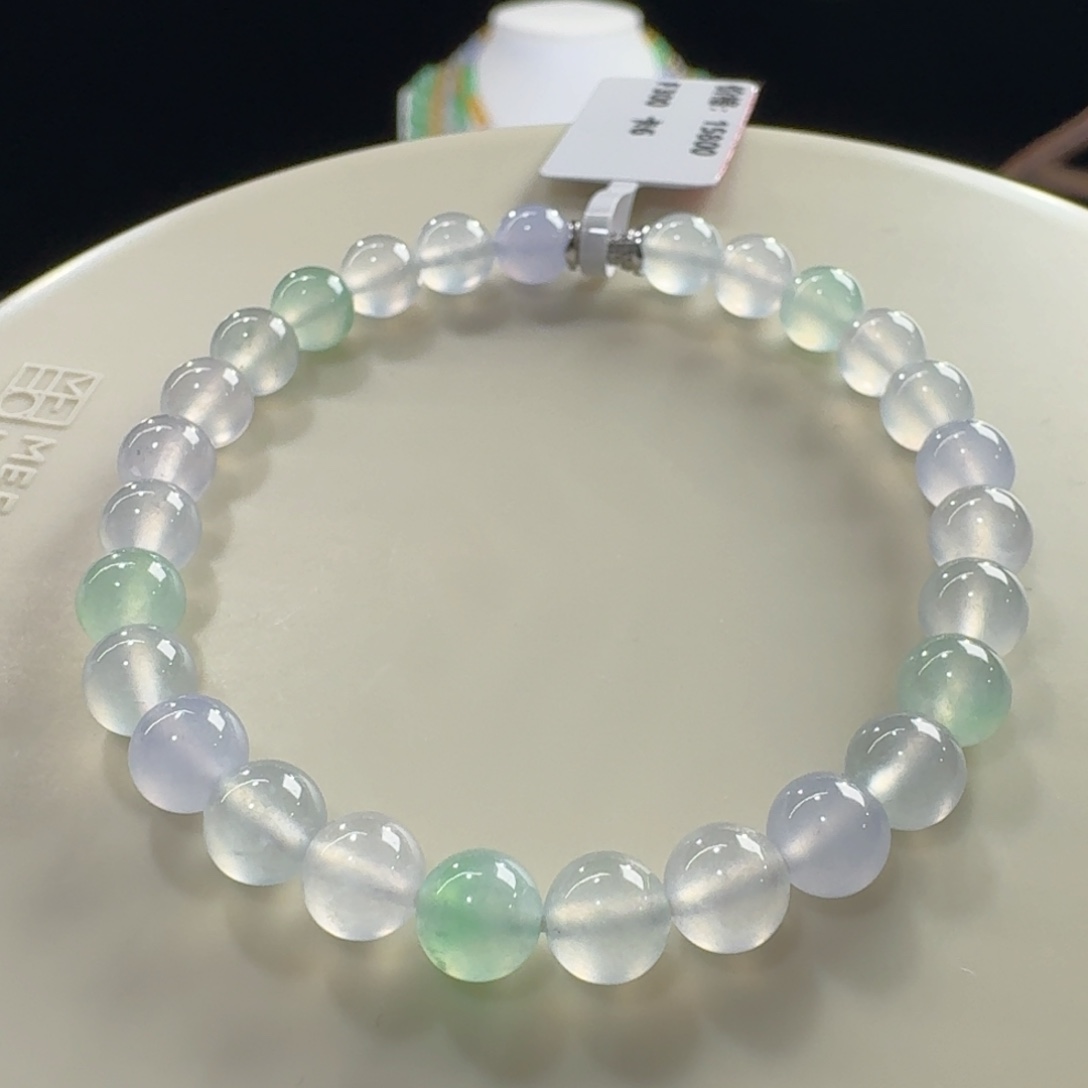 未镶嵌手链翡翠高冰幻彩单圈卡6mm