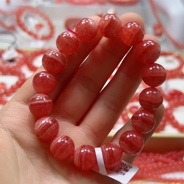 菱锰矿（红纹石）未镶嵌手串菩**光