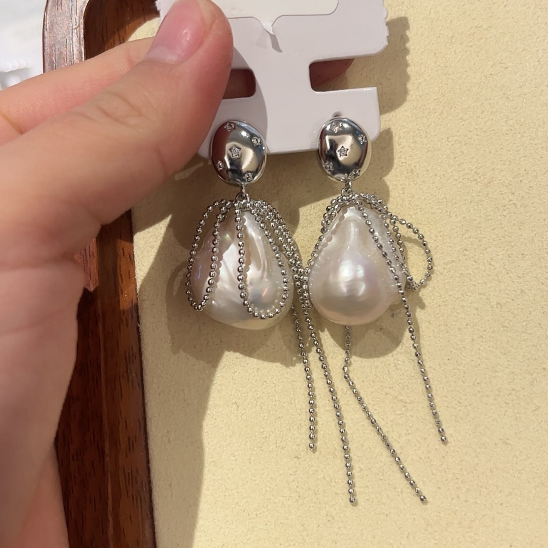 合金淡水珍珠耳饰