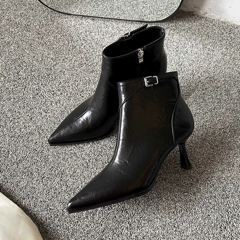 118181秋冬新款时尚百搭侧拉链高跟短靴25-67