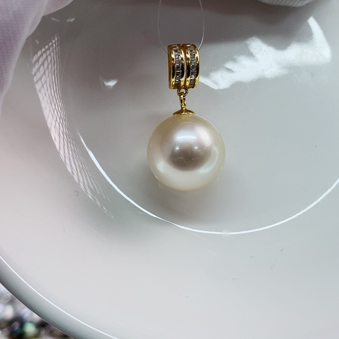吊坠(不含链)银S925镶嵌海水珍珠13-14