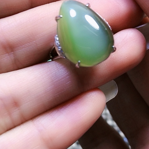 和田玉银S925镶嵌戒指