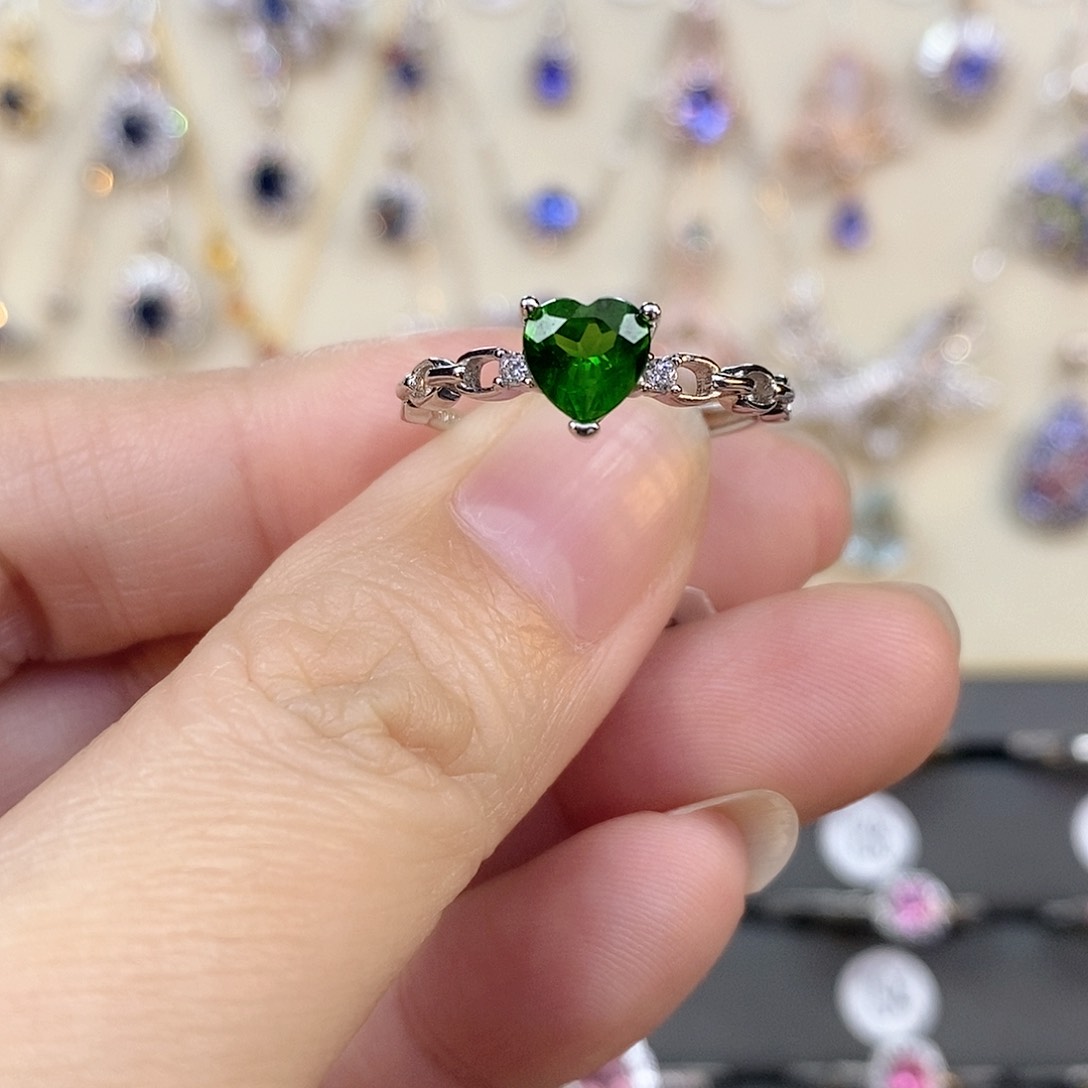 透辉石戒指银S925镶嵌