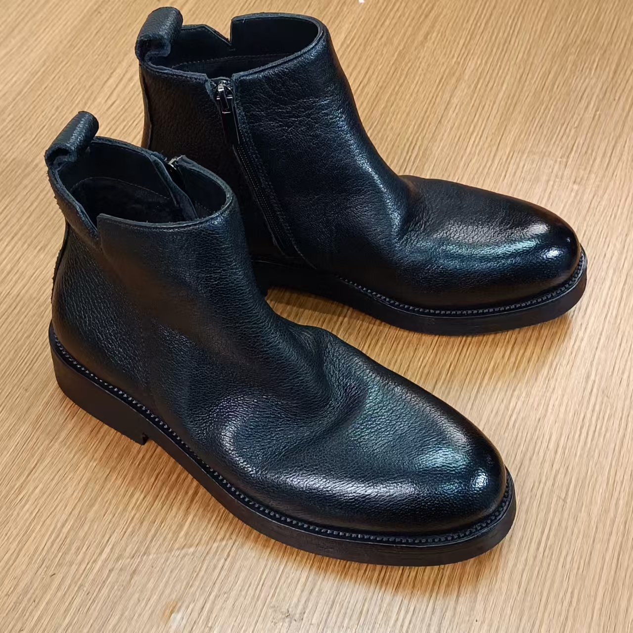 真皮秋冬加绒经典拉链切尔西鹿皮手工固特异鞋子绅士英伦风男款