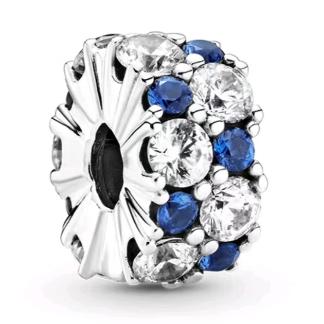 925银合成锆石手链 闪耀剔透星蓝串珠 手链项链diy配饰