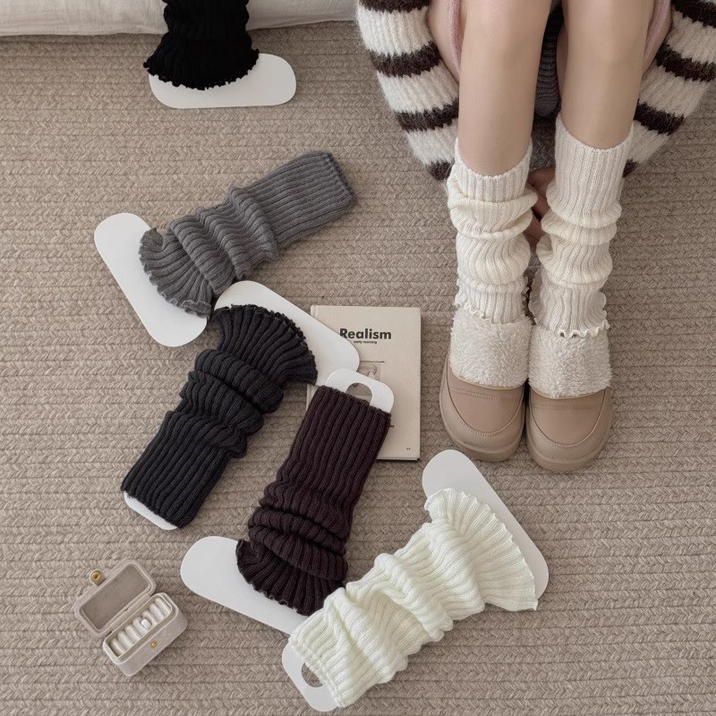 针织袜套女2025秋季新款显瘦腿套韩系纯色jk堆堆袜洛丽塔灰色袜子