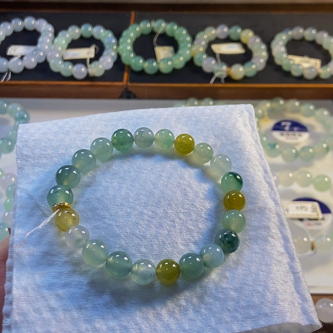 定制翡翠未镶嵌翡翠手串卡8+