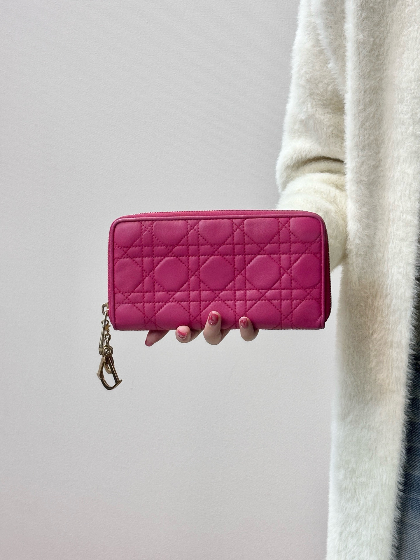 95新 DIOR/迪奥 dior 玫粉色拉链钱包