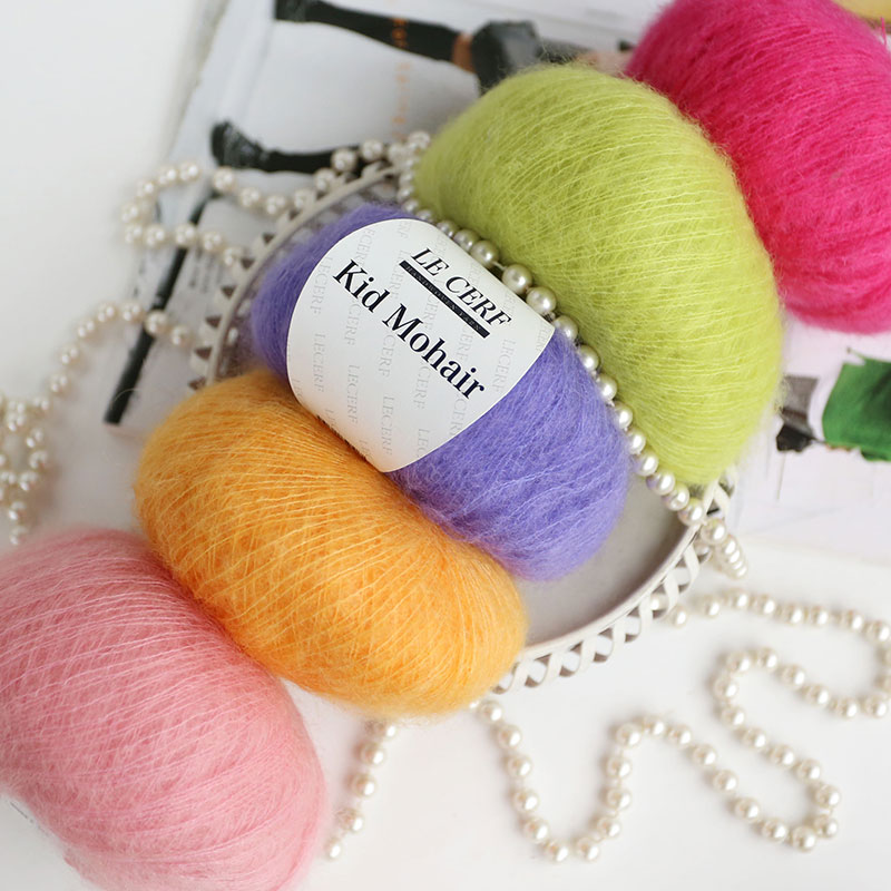 LECERF轻柔小马海Kid Mohair手工编织段染马海毛线细线1团25克
