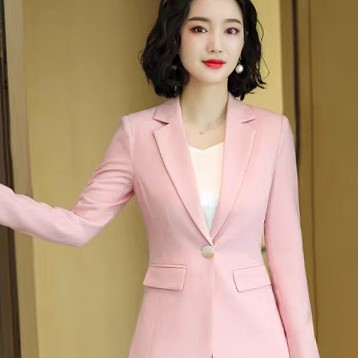 C区9023曼乐多多服装店粉色修身显瘦长袖西装外套