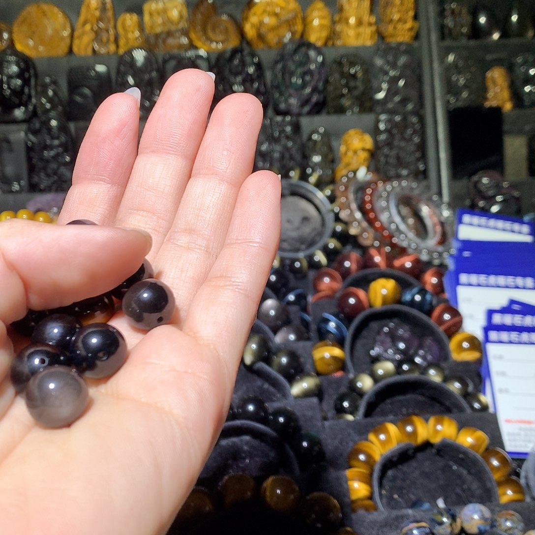 黑曜岩手链未镶嵌浅****道