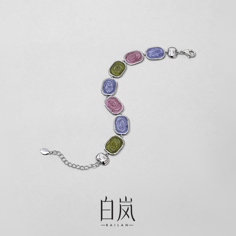 925银手链 白岚厝色手链气质小众设计首饰女气质轻奢彩色SL3893