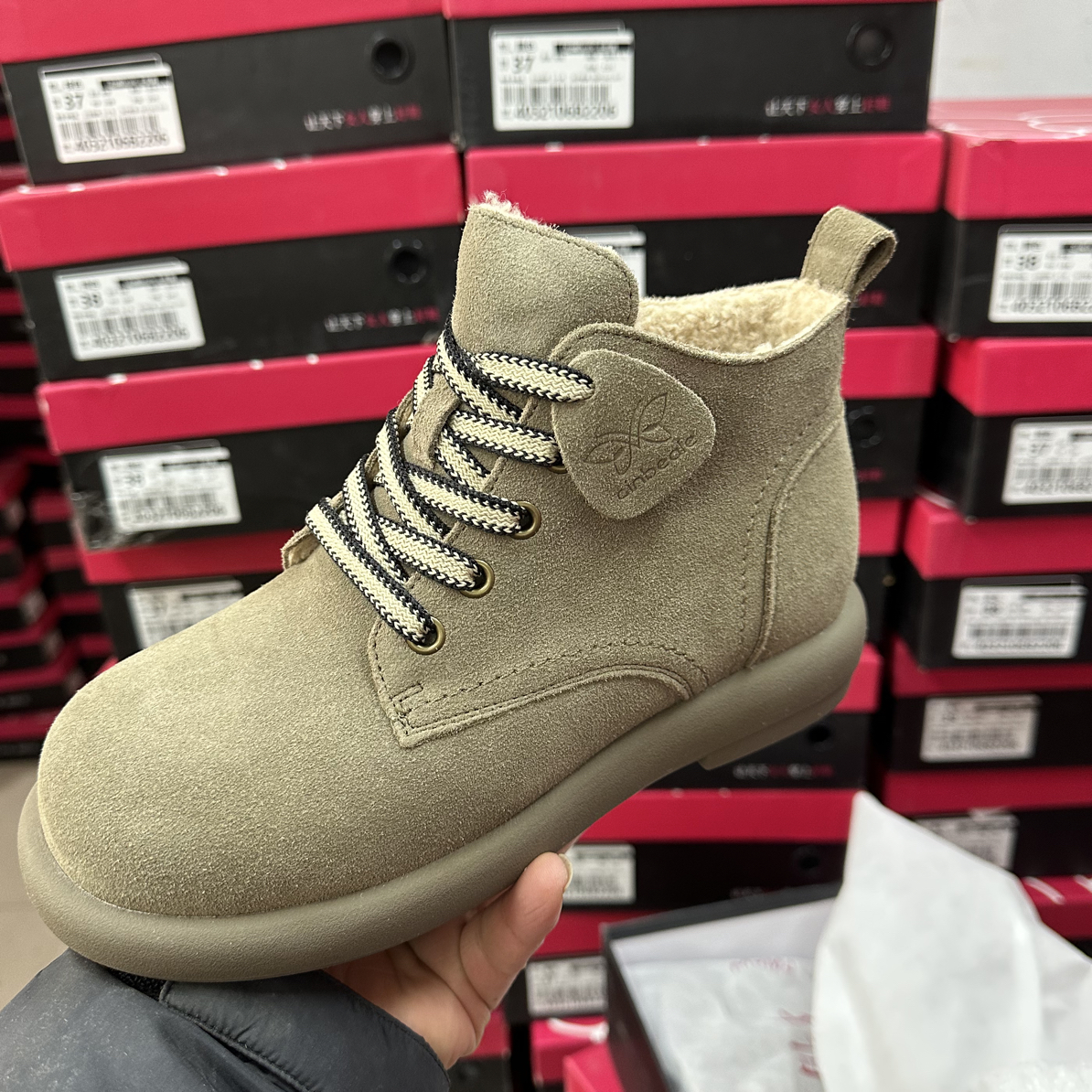 D2282新款牛皮羊毛博肯鞋