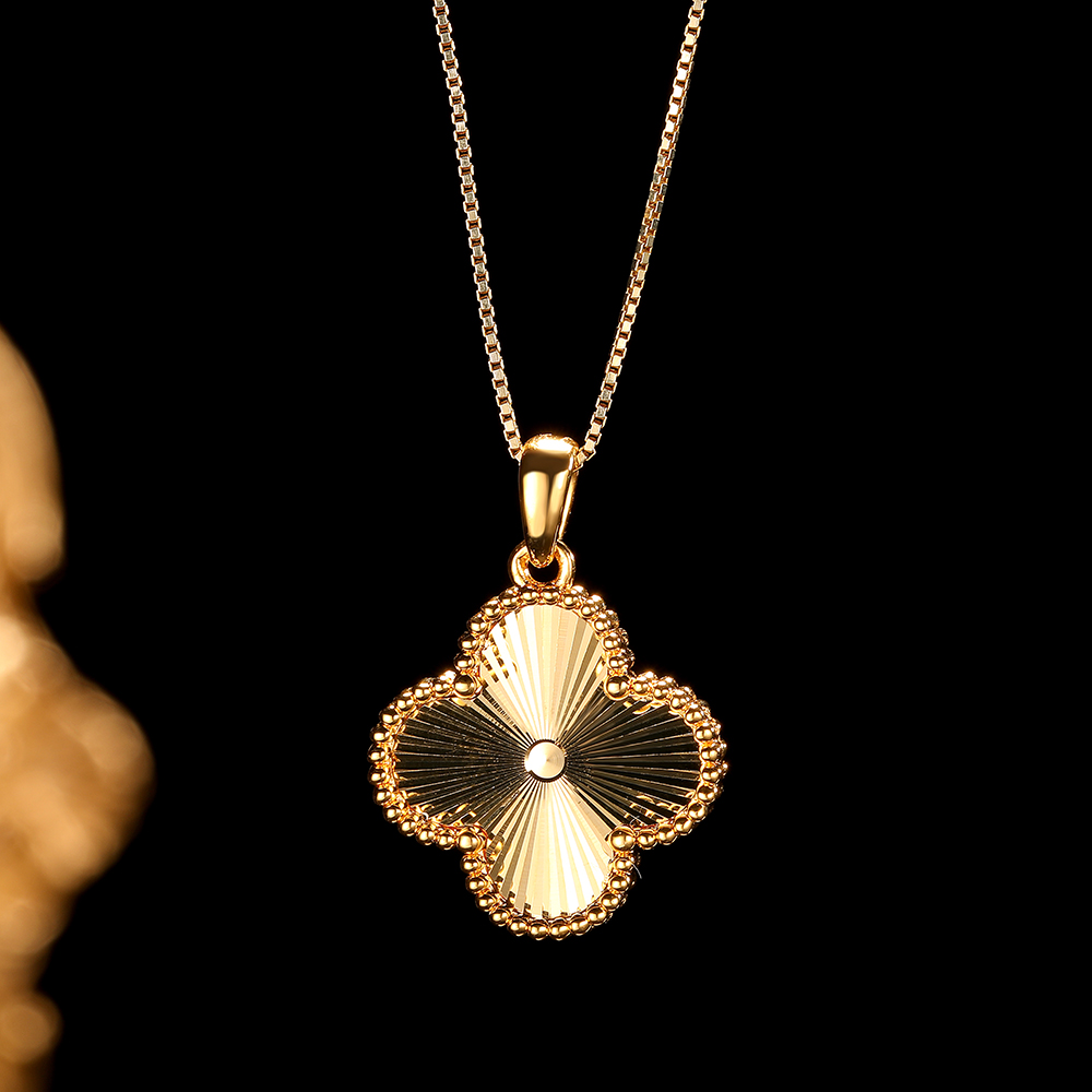 【柴柴专属】18K金镭射闪面四叶吊坠时尚 轻奢 简约气质百搭