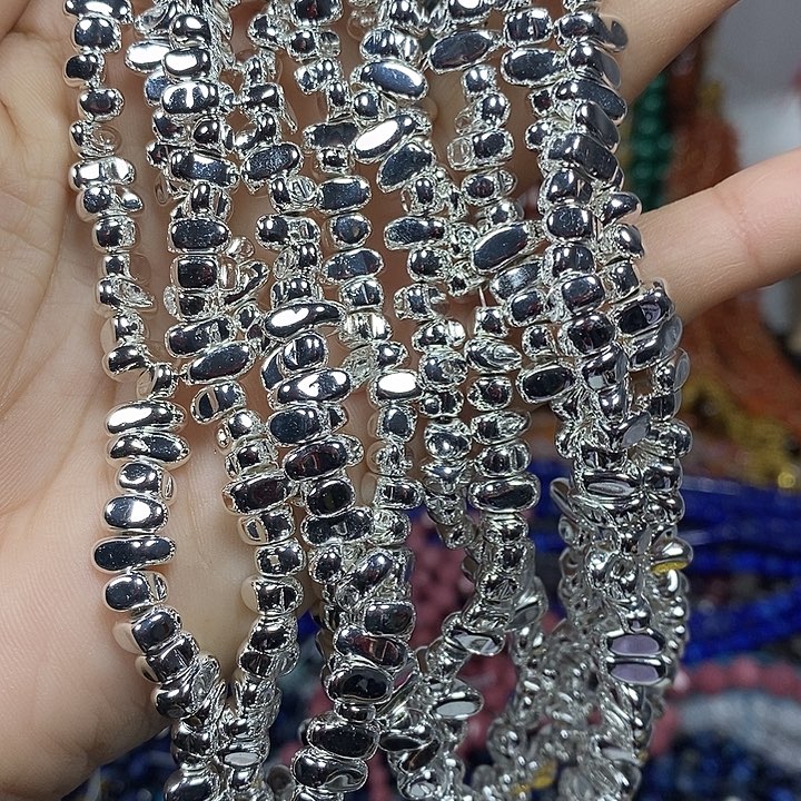 玛瑙/玉髓未镶嵌珠宝半成品黑胆石碎银子（2条）