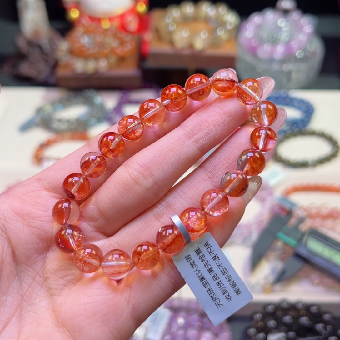 水晶手串未镶嵌9m天花板级糖纸胶花